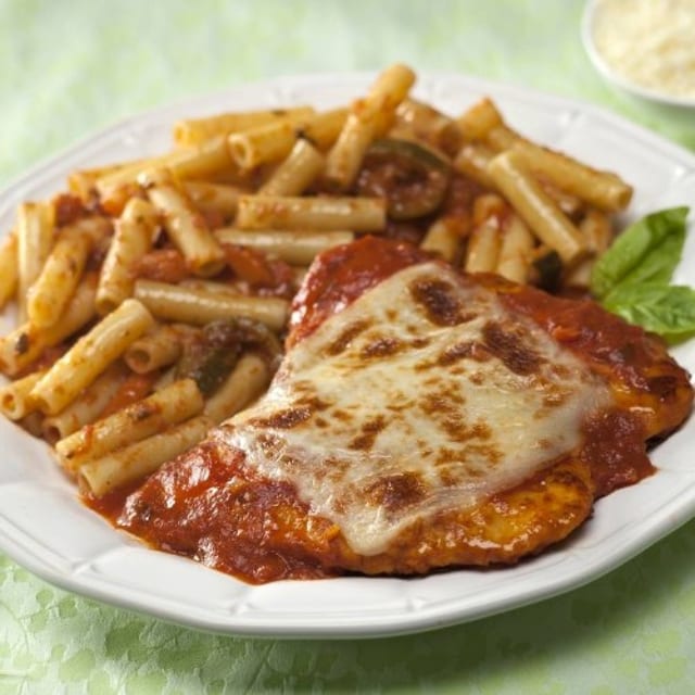 Veal Parmigiana with Ziti.