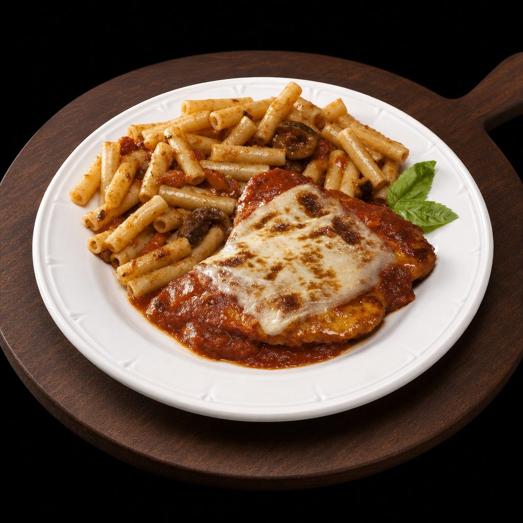 Veal Parmigiana with Ziti.