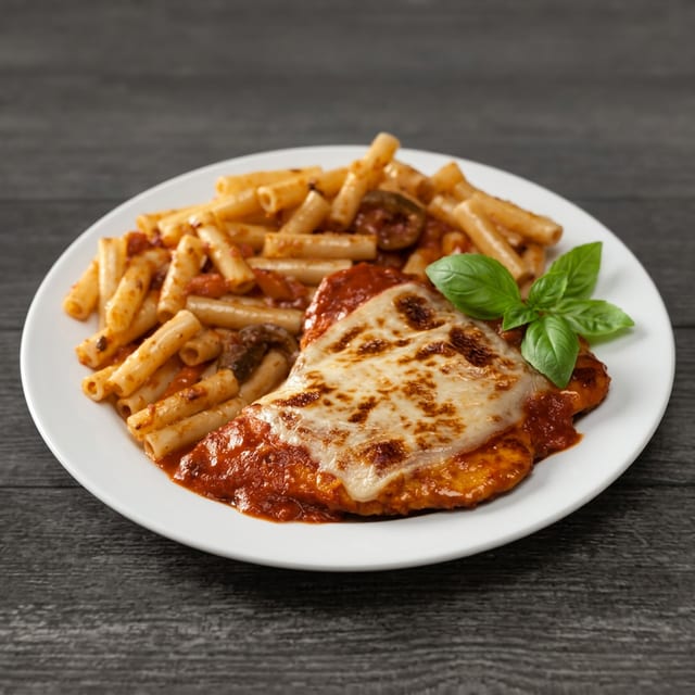 Veal Parmigiana with Ziti.
